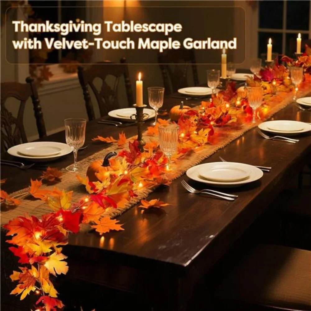 Fall Decorations for Home 9 FT Battery Operated Fall Garland with Lights